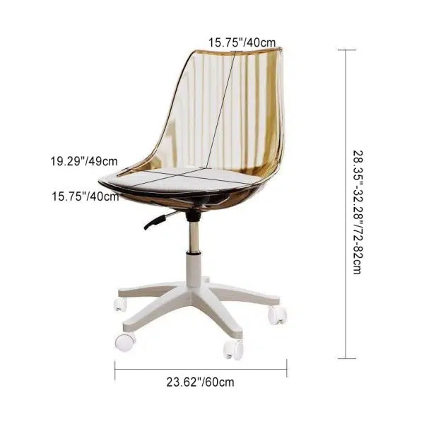 Contemporary Nordic Transparent Acrylic Nylon Desk Chair Backrest Armless For Home Office - Image 4