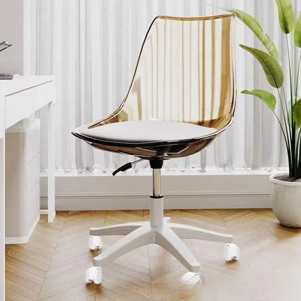 Contemporary Nordic Transparent Acrylic Nylon Desk Chair Backrest Armless For Home Office - Image 12