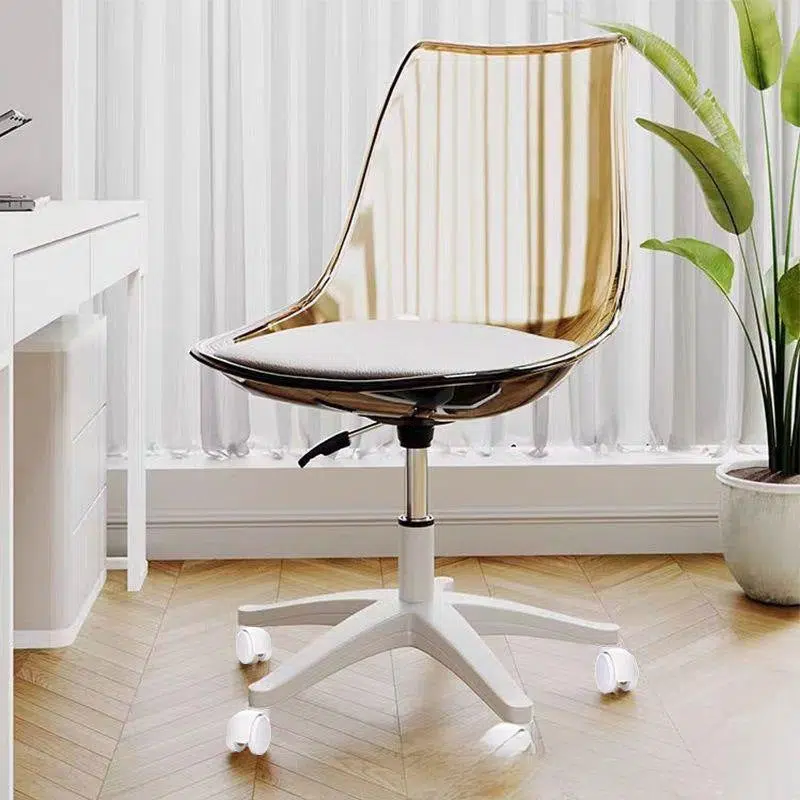 DFM-Chair-FA00809-12.jpg Contemporary Nordic Transparent Acrylic Nylon Desk Chair Backrest Armless For Home Office - Image 12