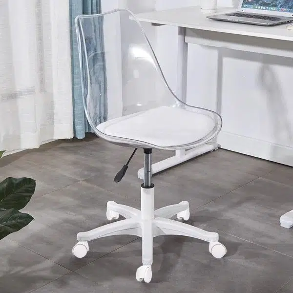 Contemporary Nordic Transparent Acrylic Nylon Desk Chair Backrest Armless For Home Office - Image 13