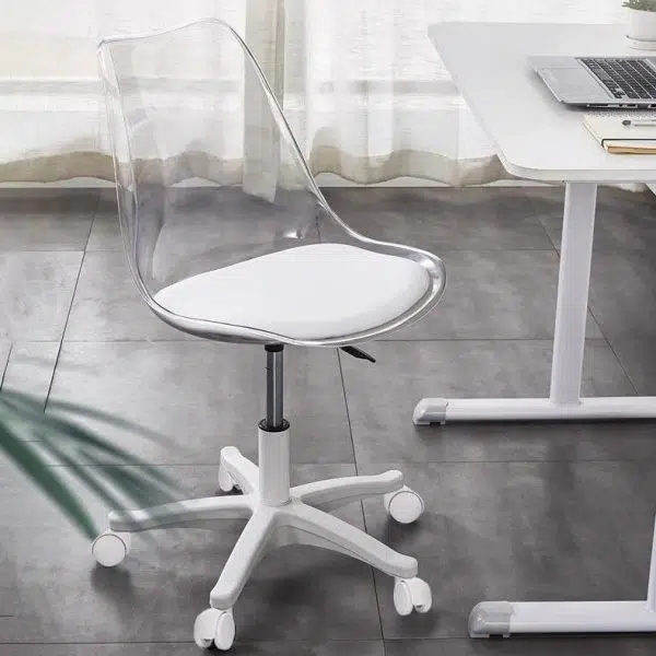 Contemporary Nordic Transparent Acrylic Nylon Desk Chair Backrest Armless For Home Office - Image 6