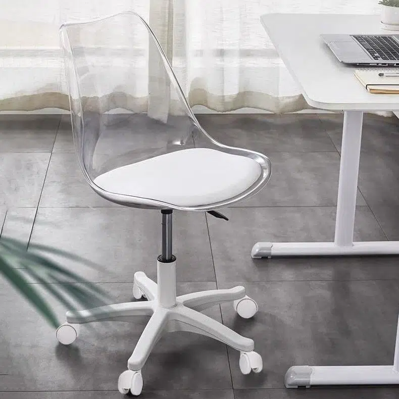 DFM-Chair-FA00809-4.jpg Contemporary Nordic Transparent Acrylic Nylon Desk Chair Backrest Armless For Home Office - Image 6