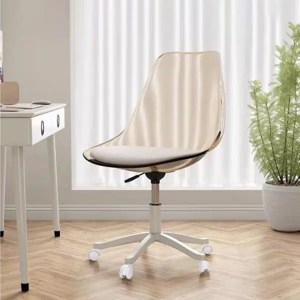 Contemporary Nordic Transparent Acrylic Nylon Desk Chair Backrest Armless For Home Office - Image 7