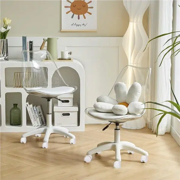 Contemporary Nordic Transparent Acrylic Nylon Desk Chair Backrest Armless For Home Office