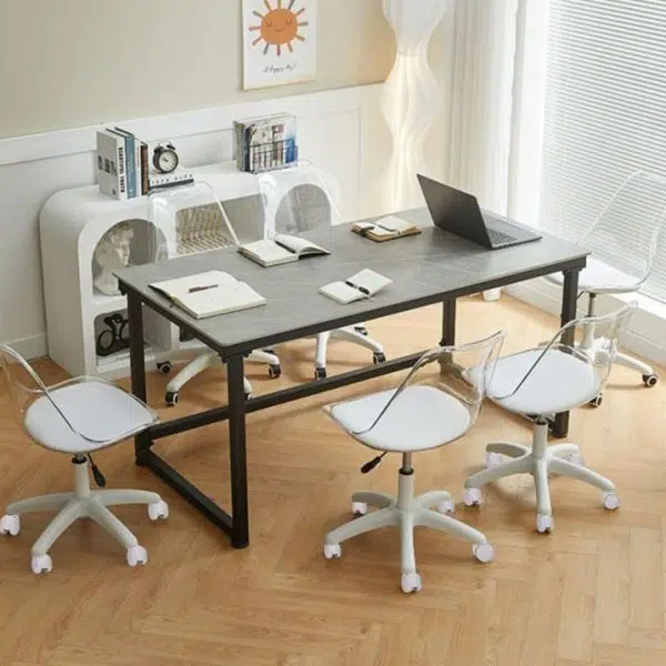 Contemporary Nordic Transparent Acrylic Nylon Desk Chair Backrest Armless For Home Office - Image 2