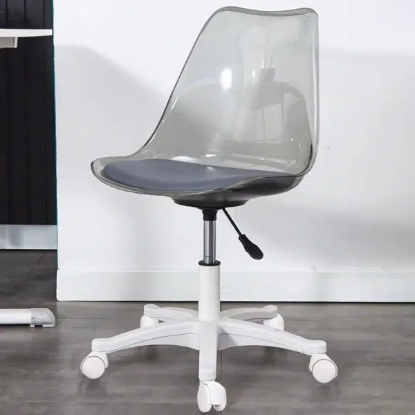 Contemporary Nordic Transparent Acrylic Nylon Desk Chair Backrest Armless For Home Office - Image 11