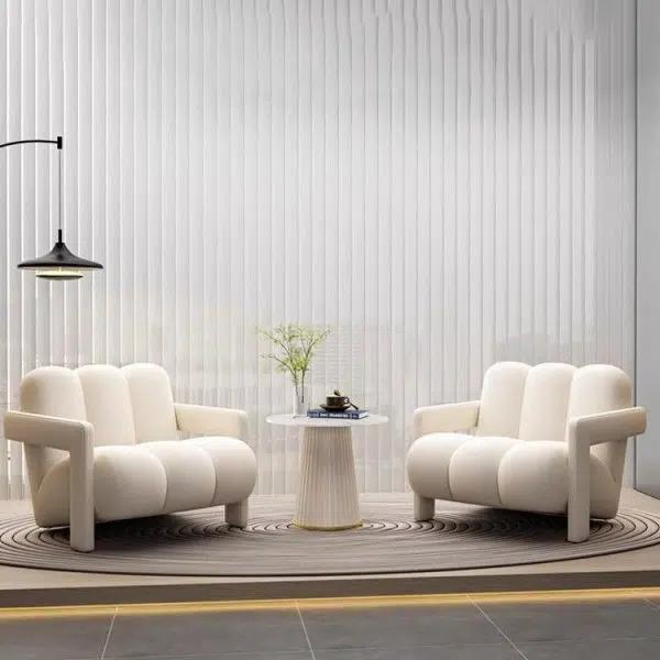 Contemporary Nordic Flannelette Solid Wood Sofa Backrest Armrest For Living Room - Image 10