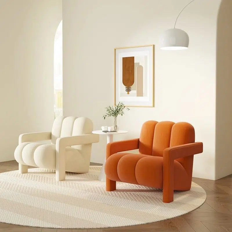 DFM-Chair-FA00810-23.jpg Contemporary Nordic Flannelette Solid Wood Sofa Backrest Armrest For Living Room - Image 2