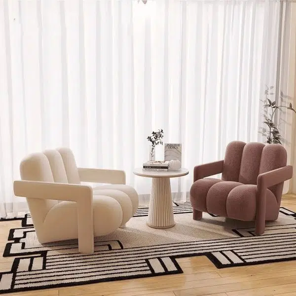 Contemporary Nordic Flannelette Solid Wood Sofa Backrest Armrest For Living Room - Image 11