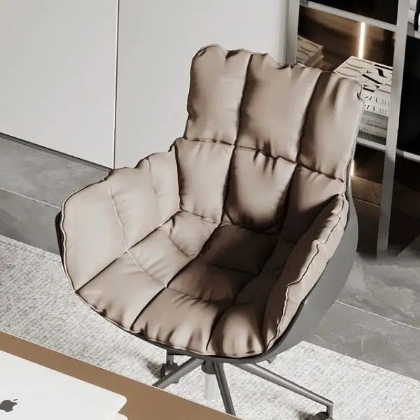 Contemporary Scandinavian Steel Leather Fabric Desk Chair Backrest Armrest For Home Office - Image 8