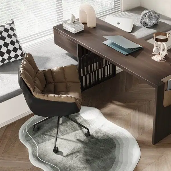 Contemporary Scandinavian Steel Leather Fabric Desk Chair Backrest Armrest For Home Office - Image 6