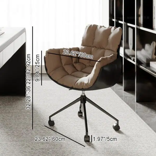 Contemporary Scandinavian Steel Leather Fabric Desk Chair Backrest Armrest For Home Office - Image 4