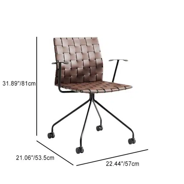 Modern Minimalist Saddle Leather Carbon Steel Desk Chair Backrest Armrest For Home Office - Image 4