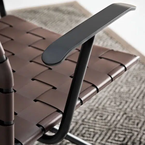 Modern Minimalist Saddle Leather Carbon Steel Desk Chair Backrest Armrest For Home Office - Image 8