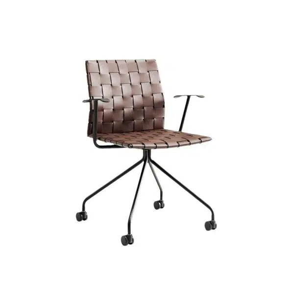 Modern Minimalist Saddle Leather Carbon Steel Desk Chair Backrest Armrest For Home Office - Image 11