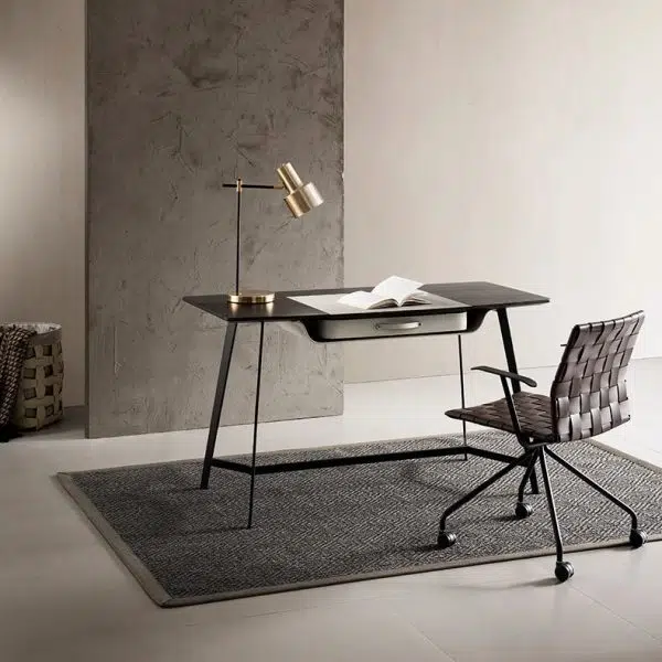 Modern Minimalist Saddle Leather Carbon Steel Desk Chair Backrest Armrest For Home Office - Image 3