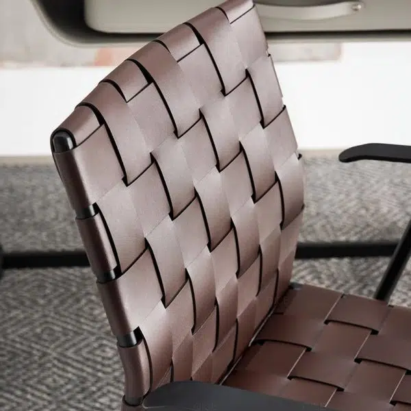 Modern Minimalist Saddle Leather Carbon Steel Desk Chair Backrest Armrest For Home Office - Image 5