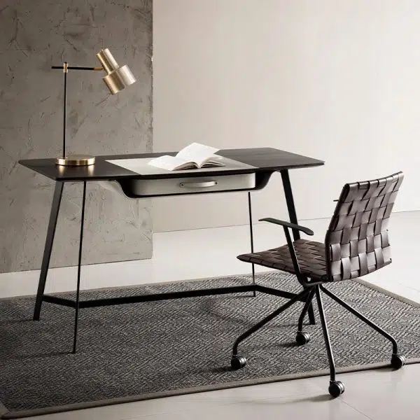 Modern Minimalist Saddle Leather Carbon Steel Desk Chair Backrest Armrest For Home Office - Image 10