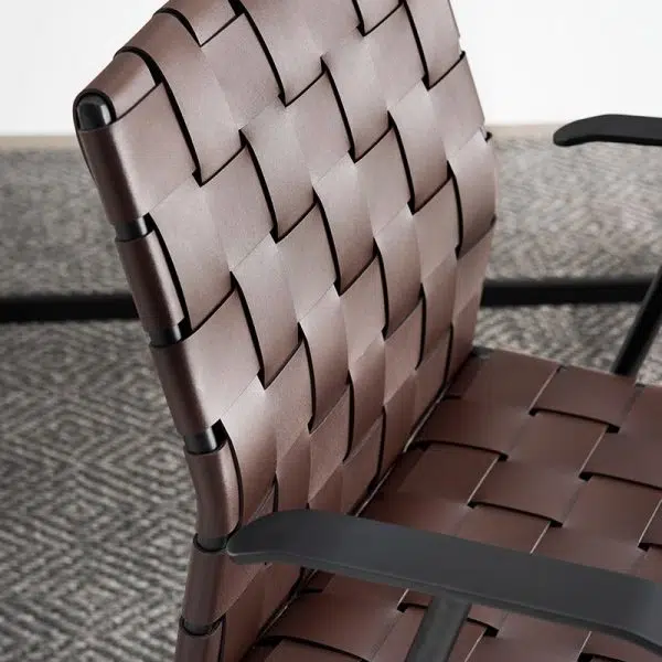 Modern Minimalist Saddle Leather Carbon Steel Desk Chair Backrest Armrest For Home Office - Image 6