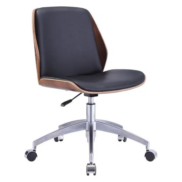 Modern Simplicity Solid Wood Leather Desk Chair Backrest Armrest For Home Office - Image 8