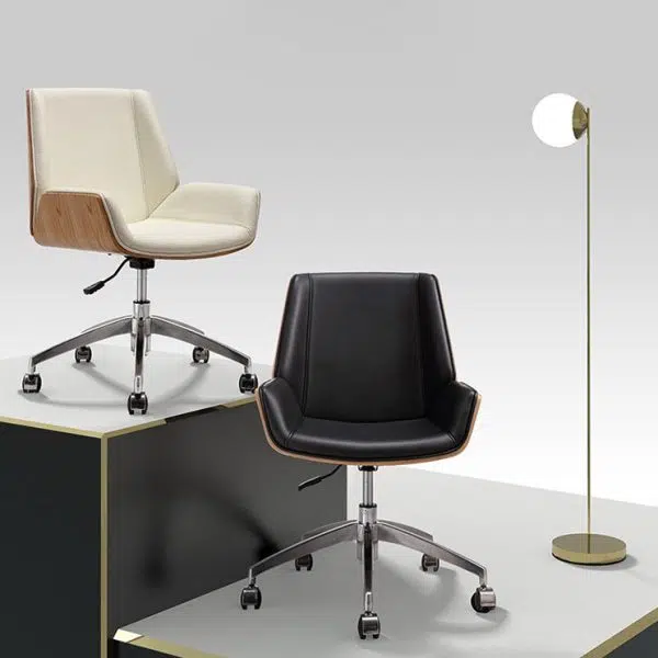 Modern Simplicity Solid Wood Leather Desk Chair Backrest Armrest For Home Office - Image 3