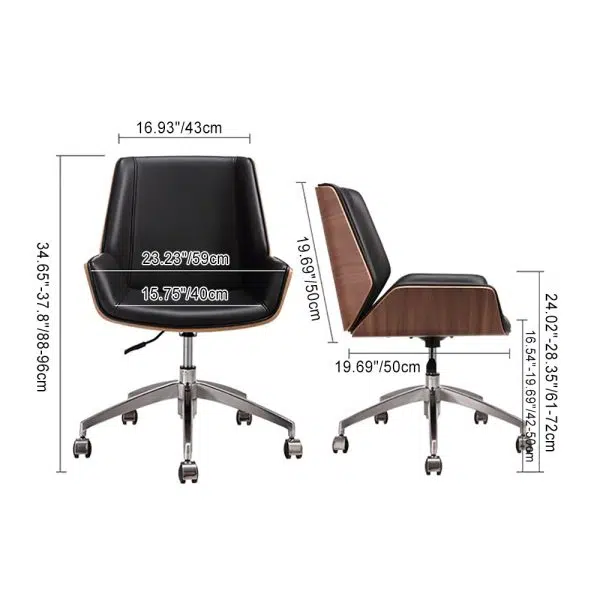 Modern Simplicity Solid Wood Leather Desk Chair Backrest Armrest For Home Office - Image 4