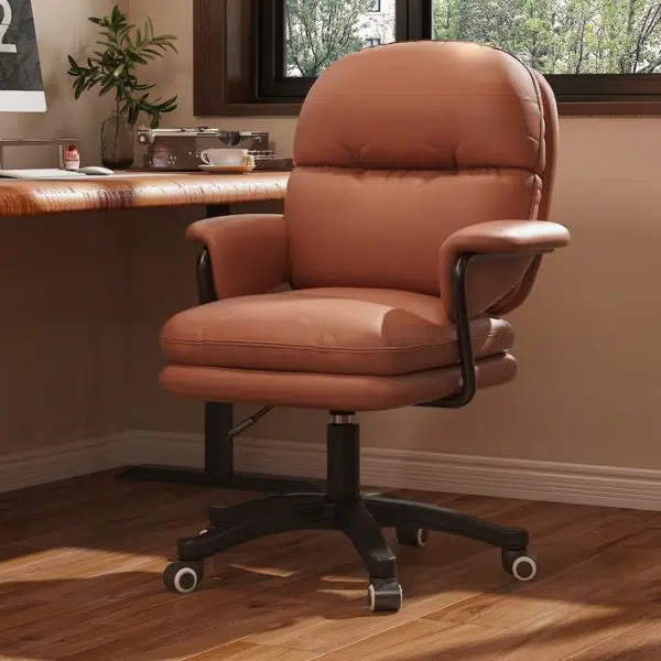 Contemporary Nordic Nylon Leather Desk Chair Backrest Armrest For Home Office - Image 9