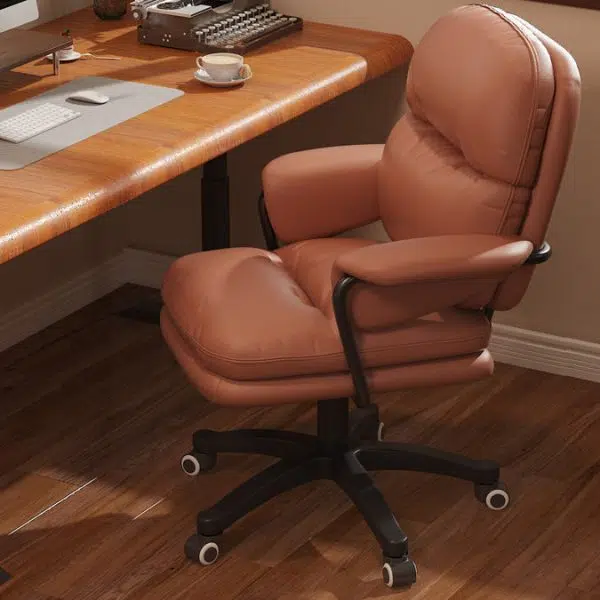 Contemporary Nordic Nylon Leather Desk Chair Backrest Armrest For Home Office - Image 12