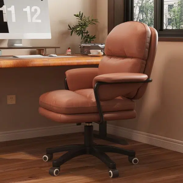 Contemporary Nordic Nylon Leather Desk Chair Backrest Armrest For Home Office - Image 3