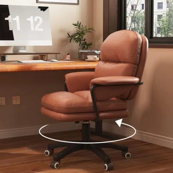 Contemporary Nordic Nylon Leather Desk Chair Backrest Armrest For Home Office - Image 7