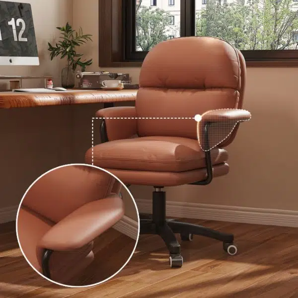 Contemporary Nordic Nylon Leather Desk Chair Backrest Armrest For Home Office - Image 5