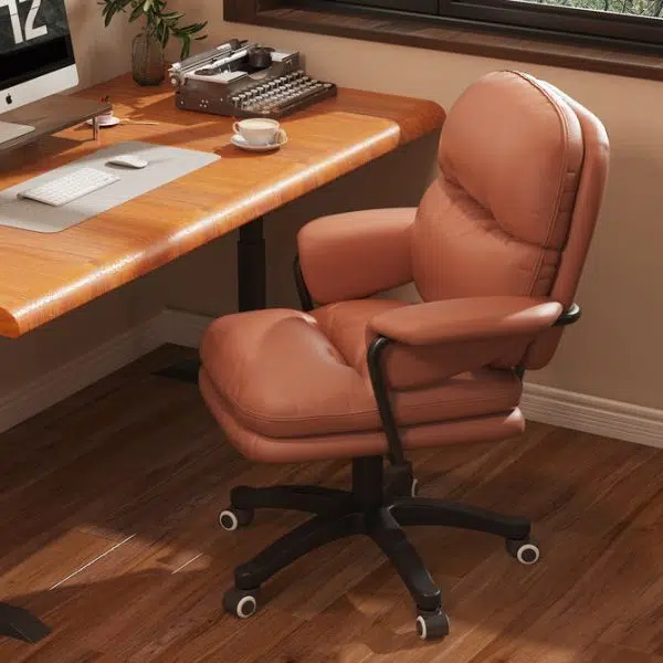 Contemporary Nordic Nylon Leather Desk Chair Backrest Armrest For Home Office - Image 11