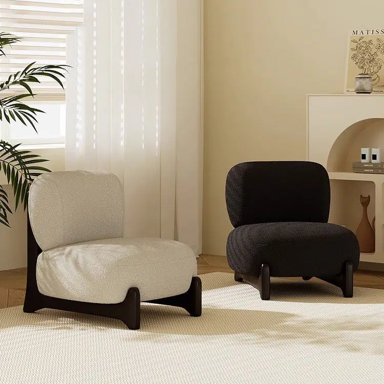 DFM-Chair-FA00831-10.jpg Contemporary Nordic Lambswool Velvet Solid Wood Sofa Backrest Armless For Living Room - Image 1