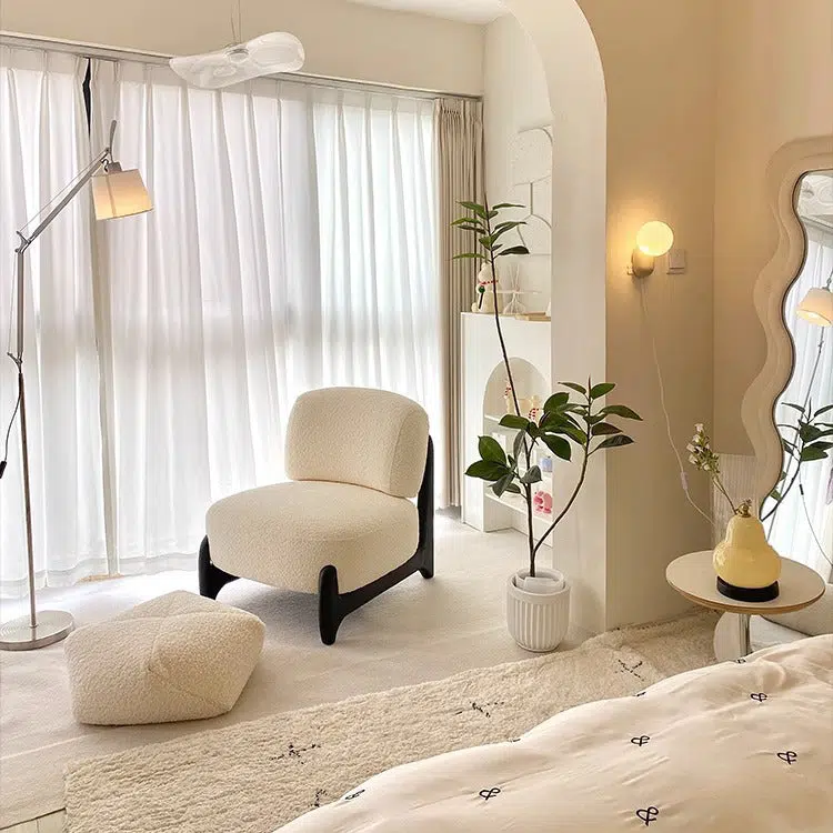 DFM-Chair-FA00831-12.jpg Contemporary Nordic Lambswool Velvet Solid Wood Sofa Backrest Armless For Living Room - Image 13