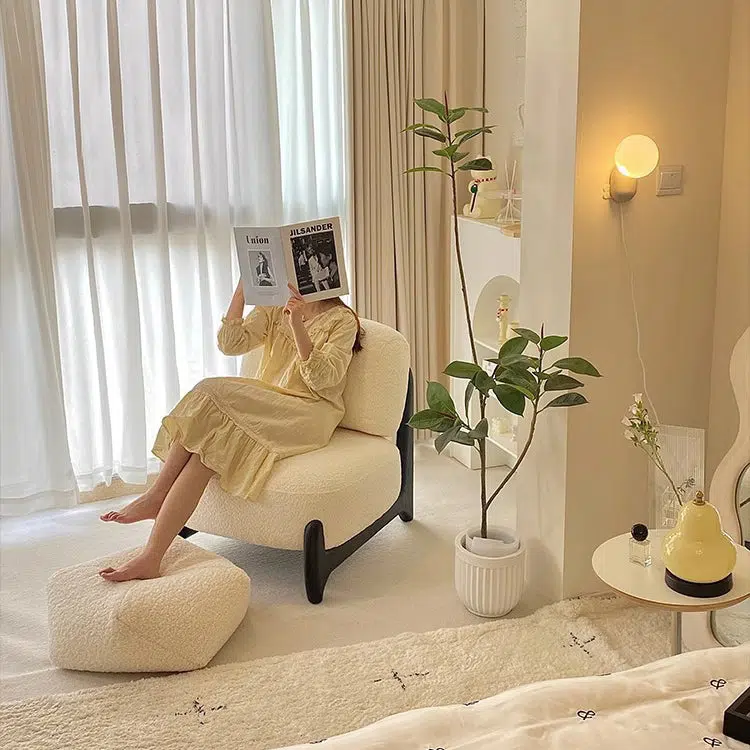 DFM-Chair-FA00831-13.jpg Contemporary Nordic Lambswool Velvet Solid Wood Sofa Backrest Armless For Living Room - Image 15