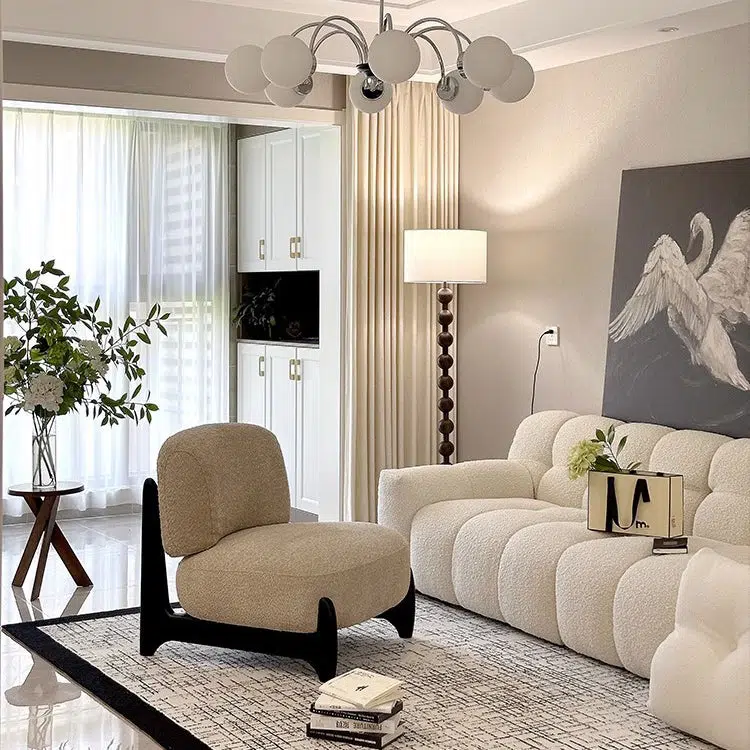 DFM-Chair-FA00831-14.jpg Contemporary Nordic Lambswool Velvet Solid Wood Sofa Backrest Armless For Living Room - Image 16