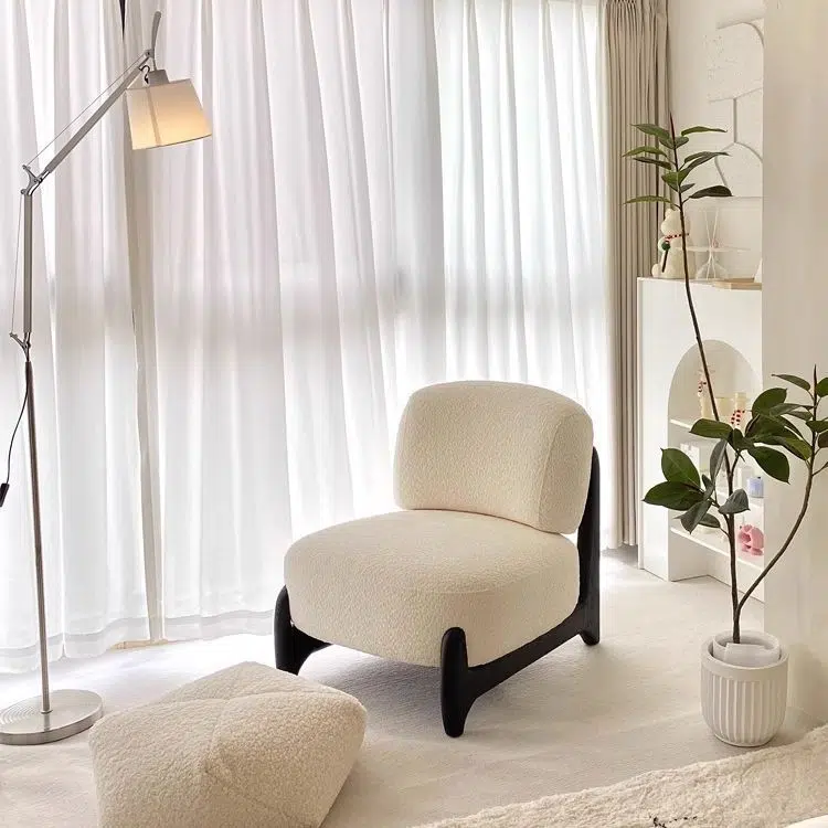 DFM-Chair-FA00831-17.jpg Contemporary Nordic Lambswool Velvet Solid Wood Sofa Backrest Armless For Living Room - Image 3