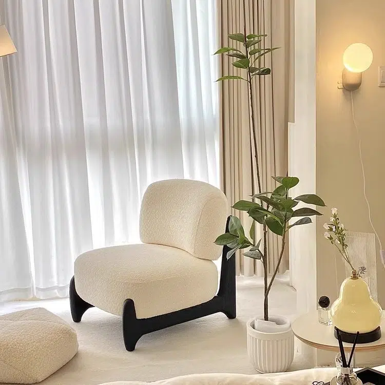 DFM-Chair-FA00831-18.jpg Contemporary Nordic Lambswool Velvet Solid Wood Sofa Backrest Armless For Living Room - Image 12