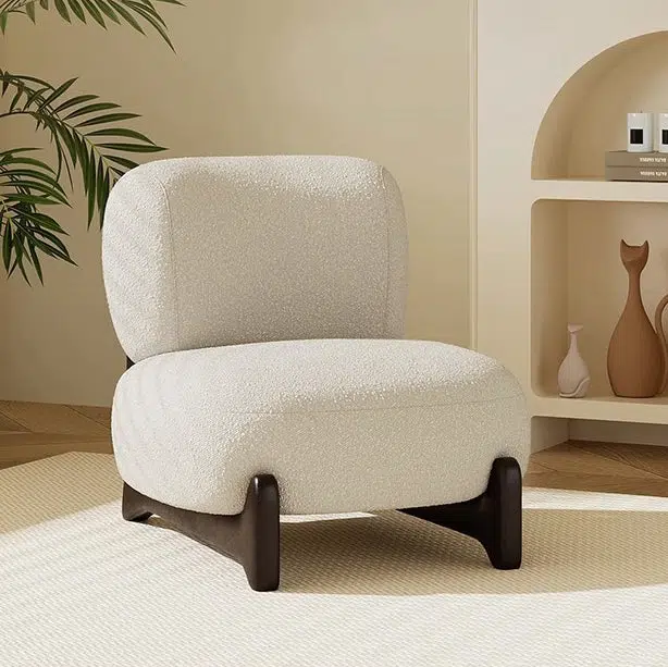 DFM-Chair-FA00831-7.jpg Contemporary Nordic Lambswool Velvet Solid Wood Sofa Backrest Armless For Living Room - Image 7