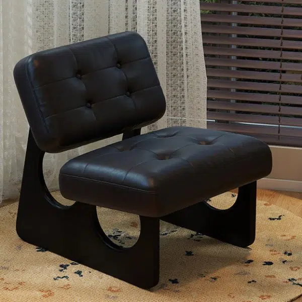 Modern Art Deco Leather Solid Wood Sofa Backrest Armless For Living Room - Image 12