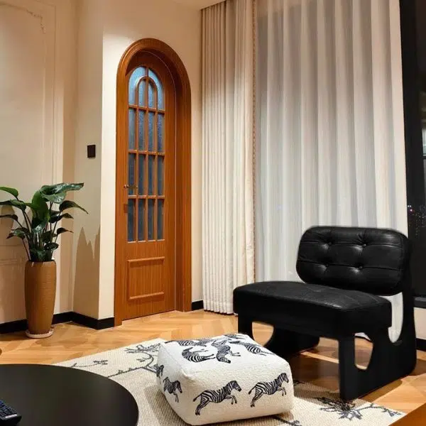 Modern Art Deco Leather Solid Wood Sofa Backrest Armless For Living Room - Image 2