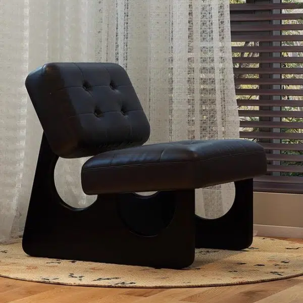 Modern Art Deco Leather Solid Wood Sofa Backrest Armless For Living Room - Image 10