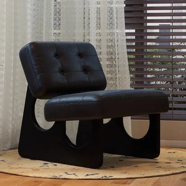 Modern Art Deco Leather Solid Wood Sofa Backrest Armless For Living Room - Image 15