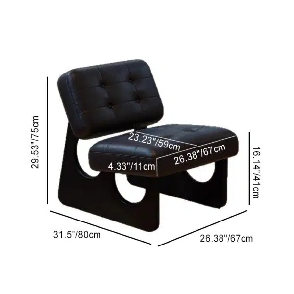 Modern Art Deco Leather Solid Wood Sofa Backrest Armless For Living Room - Image 4