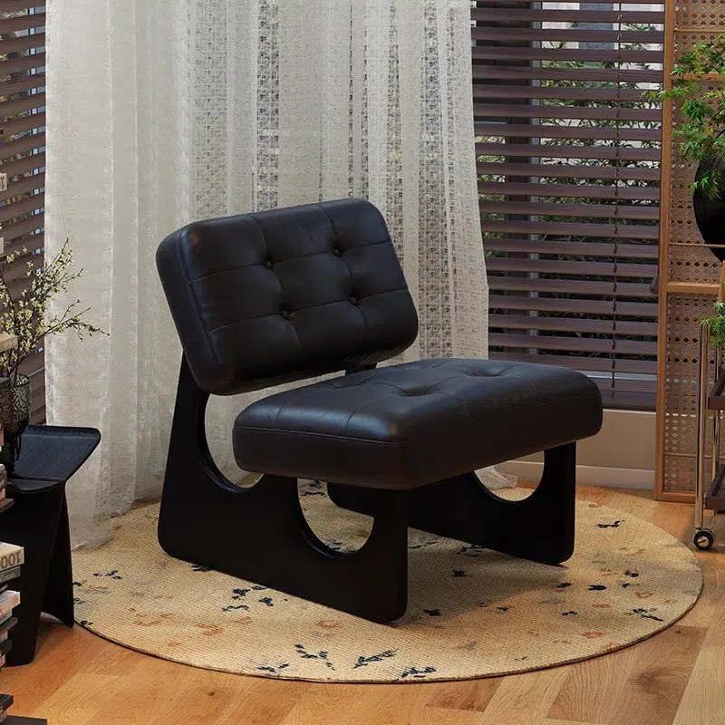 DFM-Chair-FA00839-2.jpg Modern Art Deco Leather Solid Wood Sofa Backrest Armless For Living Room - Image 1