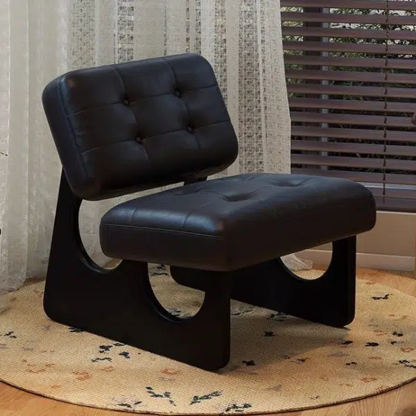 Modern Art Deco Leather Solid Wood Sofa Backrest Armless For Living Room - Image 9