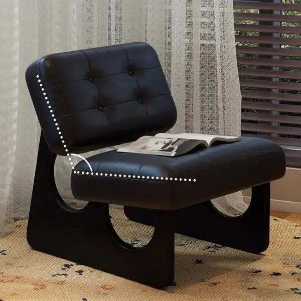 Modern Art Deco Leather Solid Wood Sofa Backrest Armless For Living Room - Image 6