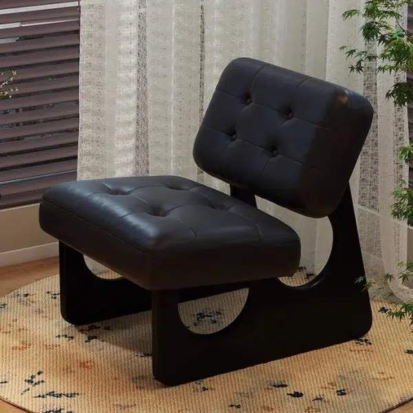 Modern Art Deco Leather Solid Wood Sofa Backrest Armless For Living Room - Image 3