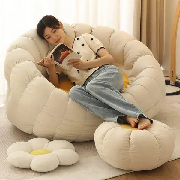 Contemporary Nordic EPS Particles Flannelette Sofa Backrest Armrest For Living Room - Image 13