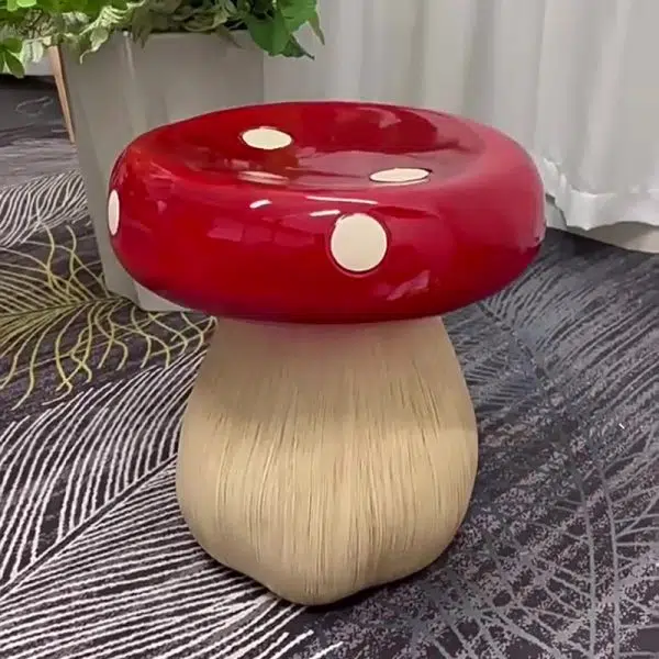 Contemporary Creative Mushroom Fiberglass Footstool Backless Armless For Living Room - Image 13